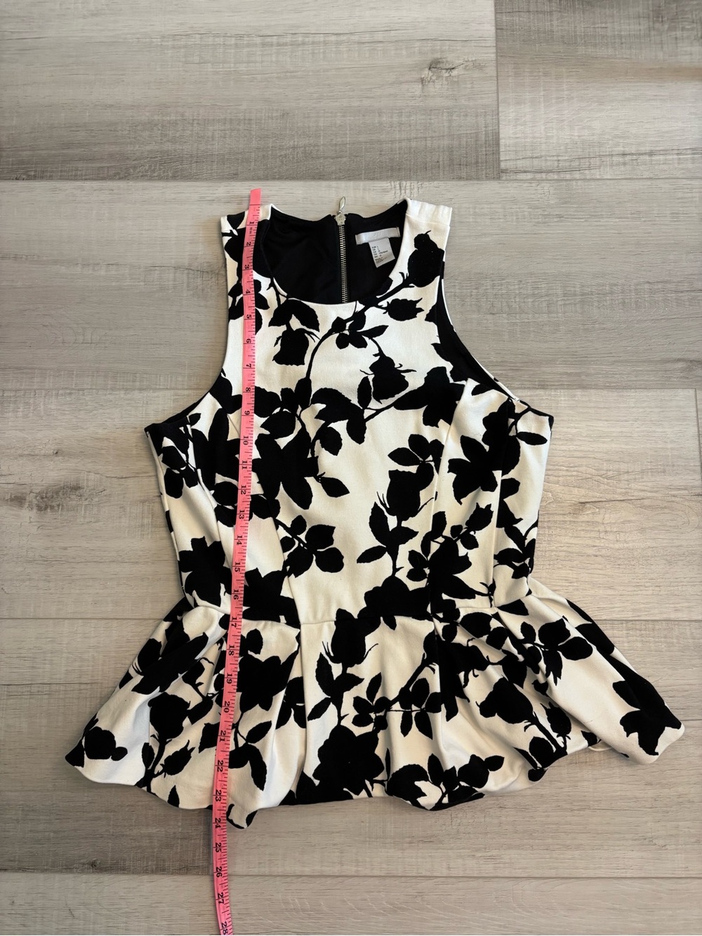 H&M Black & Cream Floral Peplum Camisole - Picture 10 of 11
